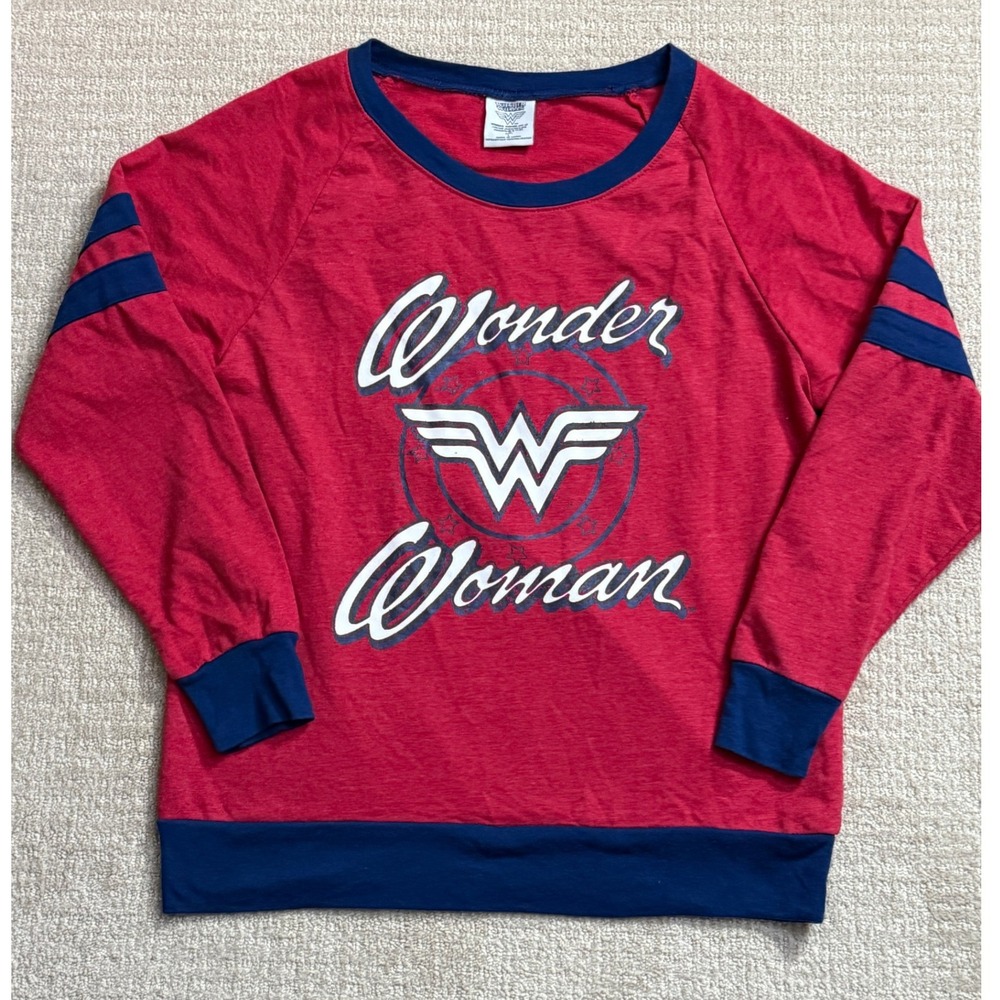 Wonder Woman Graphic Sweatshirt Long Sleeve Pullover Top Red Blue S‎